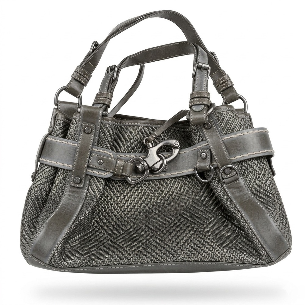 Francesco Biasia Gray Shoulder Bag Double Strap Magnetic Closure - Picture 2 of 15